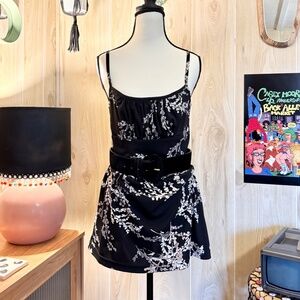 Vintage Medium Floral Ruched Stretch Tank Dress